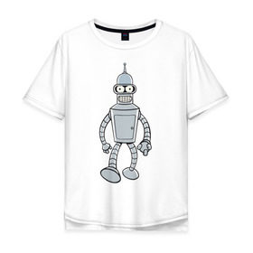 Мужская футболка хлопок Oversize с принтом BENDER (color) , 100% хлопок | свободный крой, круглый ворот, “спинка” длиннее передней части | futurama | бендер | футурама