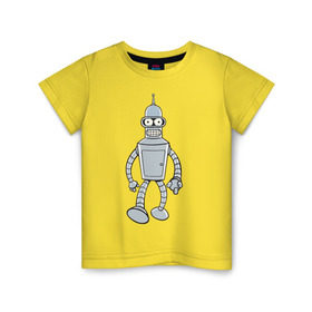 Детская футболка хлопок с принтом BENDER (color) , 100% хлопок | круглый вырез горловины, полуприлегающий силуэт, длина до линии бедер | futurama | бендер | футурама