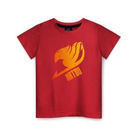 Детская футболка хлопок с принтом Натсу , 100% хлопок | круглый вырез горловины, полуприлегающий силуэт, длина до линии бедер | fairytail | лого | натсу | хвост феи | эмблема