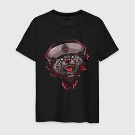 Мужская футболка хлопок с принтом Russian bear , 100% хлопок | прямой крой, круглый вырез горловины, длина до линии бедер, слегка спущенное плечо. | 