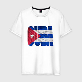 Мужская футболка хлопок с принтом Куба , 100% хлопок | прямой крой, круглый вырез горловины, длина до линии бедер, слегка спущенное плечо. | куба | путешествие | туризм | флаг