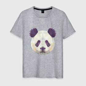Мужская футболка хлопок с принтом Панда, Голова панды , 100% хлопок | прямой крой, круглый вырез горловины, длина до линии бедер, слегка спущенное плечо. | панда