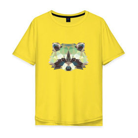 Мужская футболка хлопок Oversize с принтом Енот, Мордочка енота , 100% хлопок | свободный крой, круглый ворот, “спинка” длиннее передней части | Тематика изображения на принте: енот