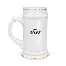 Кружка пивная с принтом NBA Utah Jazz ,  керамика (Материал выдерживает высокую температуру, стоит избегать резкого перепада температур) |  объем 630 мл | jazz | nba | utah | баскетбол | джазз | нба | юта