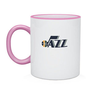 Кружка двухцветная с принтом NBA Utah Jazz , керамика | объем — 330 мл, диаметр — 80 мм. Цветная ручка и кайма сверху, в некоторых цветах — вся внутренняя часть | jazz | nba | utah | баскетбол | джазз | нба | юта
