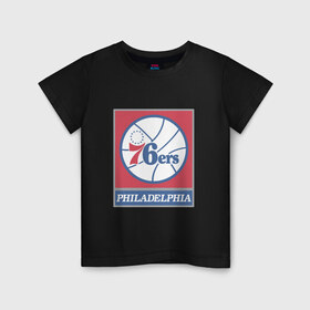 Детская футболка хлопок с принтом NBA PHILADELPHIA 76ers , 100% хлопок | круглый вырез горловины, полуприлегающий силуэт, длина до линии бедер | 