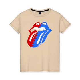 Женская футболка хлопок с принтом Rolling stones , 100% хлопок | прямой крой, круглый вырез горловины, длина до линии бедер, слегка спущенное плечо | rolling stones