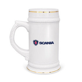 Кружка пивная с принтом SCANIA ,  керамика (Материал выдерживает высокую температуру, стоит избегать резкого перепада температур) |  объем 630 мл | Тематика изображения на принте: scania | грузовик | скания