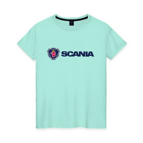 Женская футболка хлопок с принтом SCANIA , 100% хлопок | прямой крой, круглый вырез горловины, длина до линии бедер, слегка спущенное плечо | scania | грузовик | скания