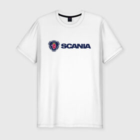 Мужская футболка премиум с принтом SCANIA , 92% хлопок, 8% лайкра | приталенный силуэт, круглый вырез ворота, длина до линии бедра, короткий рукав | scania | грузовик | скания