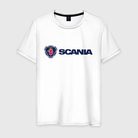 Мужская футболка хлопок с принтом SCANIA , 100% хлопок | прямой крой, круглый вырез горловины, длина до линии бедер, слегка спущенное плечо. | scania | грузовик | скания