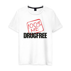 Мужская футболка хлопок с принтом Свободен от наркотиков , 100% хлопок | прямой крой, круглый вырез горловины, длина до линии бедер, слегка спущенное плечо. | drugfree | poisonfree | straight edge | sxe