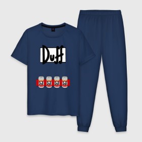 Мужская пижама хлопок с принтом DUFF-MAN YYYYEAH , 100% хлопок | брюки и футболка прямого кроя, без карманов, на брюках мягкая резинка на поясе и по низу штанин
 | duff man the simpsons симпсоны дафф