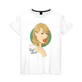 Женская футболка хлопок с принтом Тэйлор Свифт , 100% хлопок | прямой крой, круглый вырез горловины, длина до линии бедер, слегка спущенное плечо | taylor swift | музыка | тэйлор свифт