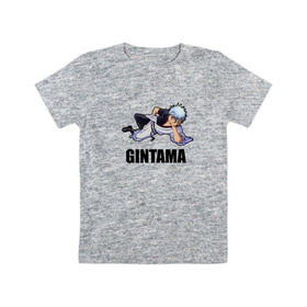 Детская футболка хлопок с принтом Gintama , 100% хлопок | круглый вырез горловины, полуприлегающий силуэт, длина до линии бедер | Тематика изображения на принте: gintama саката гинтокиgintama | gintoki | sakatа | гинтама | гинтоки | саката
