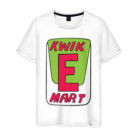 Мужская футболка хлопок с принтом KWIK E MART , 100% хлопок | прямой крой, круглый вырез горловины, длина до линии бедер, слегка спущенное плечо. | kwik e mart the simpsons симпсоны квик е марк