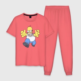 Мужская пижама хлопок с принтом Angry Homer , 100% хлопок | брюки и футболка прямого кроя, без карманов, на брюках мягкая резинка на поясе и по низу штанин
 | angry homer simpson симпсон злой гомер барт