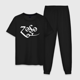 Мужская пижама хлопок с принтом Led Zeppelin , 100% хлопок | брюки и футболка прямого кроя, без карманов, на брюках мягкая резинка на поясе и по низу штанин
 | led zeppelin music лэд зепплин