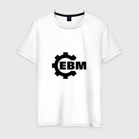 Мужская футболка хлопок с принтом Electronic Body Music , 100% хлопок | прямой крой, круглый вырез горловины, длина до линии бедер, слегка спущенное плечо. | Тематика изображения на принте: направление в музыке | ответвление индастриала.ebm