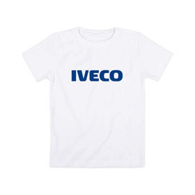 Детская футболка хлопок с принтом Iveco , 100% хлопок | круглый вырез горловины, полуприлегающий силуэт, длина до линии бедер | ивеко