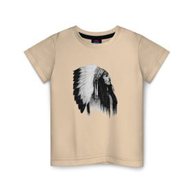 Детская футболка хлопок с принтом Джонни Депп , 100% хлопок | круглый вырез горловины, полуприлегающий силуэт, длина до линии бедер | Тематика изображения на принте: актер | джонни депп | индеец