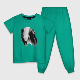 Детская пижама хлопок с принтом Джонни Депп , 100% хлопок |  брюки и футболка прямого кроя, без карманов, на брюках мягкая резинка на поясе и по низу штанин
 | Тематика изображения на принте: актер | джонни депп | индеец