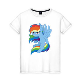 Женская футболка хлопок с принтом Rainbow Dash Angry , 100% хлопок | прямой крой, круглый вырез горловины, длина до линии бедер, слегка спущенное плечо | friendship is magic | my little pony | rainbow dash