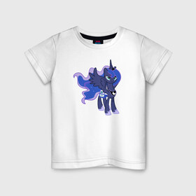 Детская футболка хлопок с принтом Princess Luna , 100% хлопок | круглый вырез горловины, полуприлегающий силуэт, длина до линии бедер | friendship is magic | my little pony | princess luna