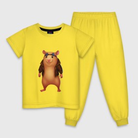 Детская пижама хлопок с принтом Хомяк , 100% хлопок |  брюки и футболка прямого кроя, без карманов, на брюках мягкая резинка на поясе и по низу штанин
 | Тематика изображения на принте: арт | животные | зверь | няша | смешное | хомяк | хомячок