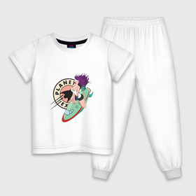 Детская пижама хлопок с принтом Футурама , 100% хлопок |  брюки и футболка прямого кроя, без карманов, на брюках мягкая резинка на поясе и по низу штанин
 | 