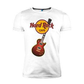 Мужская футболка премиум с принтом Hard Rock cafe , 92% хлопок, 8% лайкра | приталенный силуэт, круглый вырез ворота, длина до линии бедра, короткий рукав | Тематика изображения на принте: гитара