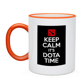 Кружка двухцветная с принтом Dota time , керамика | объем — 330 мл, диаметр — 80 мм. Цветная ручка и кайма сверху, в некоторых цветах — вся внутренняя часть | 