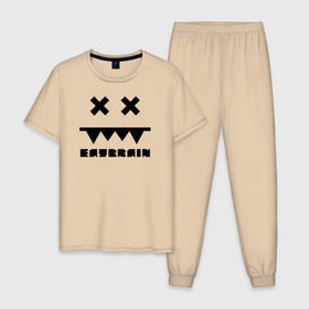 Мужская пижама хлопок с принтом Eatbrain Logo , 100% хлопок | брюки и футболка прямого кроя, без карманов, на брюках мягкая резинка на поясе и по низу штанин
 | eatbrain | music | для любителей жирного neurofunk звучания.drum