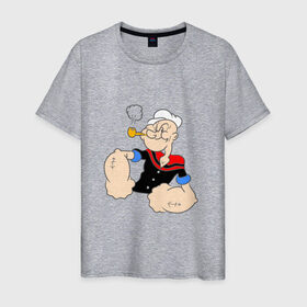 Мужская футболка хлопок с принтом Папай , 100% хлопок | прямой крой, круглый вырез горловины, длина до линии бедер, слегка спущенное плечо. | 