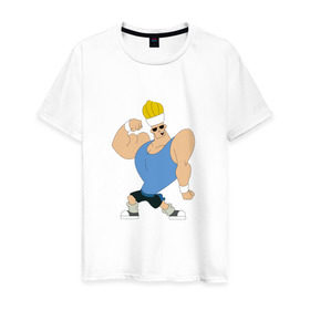 Мужская футболка хлопок с принтом Джонни Браво , 100% хлопок | прямой крой, круглый вырез горловины, длина до линии бедер, слегка спущенное плечо. | 