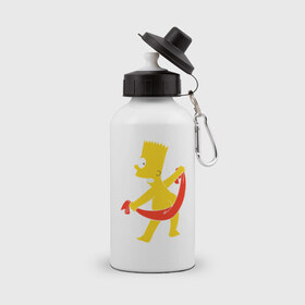 Бутылка спортивная с принтом Барт с полотенцем , металл | емкость — 500 мл, в комплекте две пластиковые крышки и карабин для крепления | барт с полотенцем the simpson симпсоны bart