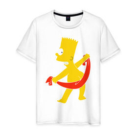 Мужская футболка хлопок с принтом Барт с полотенцем , 100% хлопок | прямой крой, круглый вырез горловины, длина до линии бедер, слегка спущенное плечо. | Тематика изображения на принте: барт с полотенцем the simpson симпсоны bart