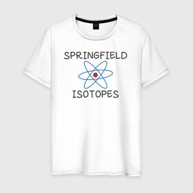 Мужская футболка хлопок с принтом Springfield isotopes , 100% хлопок | прямой крой, круглый вырез горловины, длина до линии бедер, слегка спущенное плечо. | 