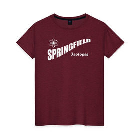 Женская футболка хлопок с принтом Springfield isotopes , 100% хлопок | прямой крой, круглый вырез горловины, длина до линии бедер, слегка спущенное плечо | Тематика изображения на принте: springfield isotopes симпсоны simpsons homer