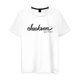 Мужская футболка хлопок с принтом Jackson logo , 100% хлопок | прямой крой, круглый вырез горловины, длина до линии бедер, слегка спущенное плечо. | guitars | jackson | music | гитары | музыка