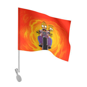 Флаг для автомобиля с принтом Симпсоны на байке , 100% полиэстер | Размер: 30*21 см | гомер