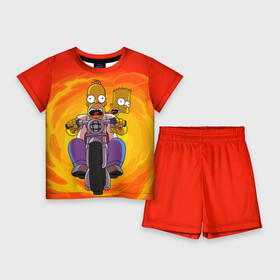 Детский костюм с шортами 3D с принтом Симпсоны на байке ,  |  | гомер