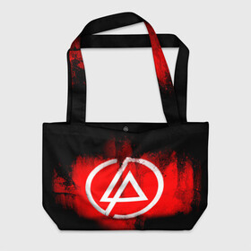 Пляжная сумка 3D с принтом Linkin Park , 100% полиэстер | застегивается на металлическую кнопку; внутренний карман застегивается на молнию. Стенки укреплены специальным мягким материалом, чтобы защитить содержимое от несильных ударов
 | linkin park | линкин парк | логотип | рок