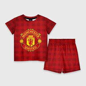 Детский костюм с шортами 3D с принтом Manchester united ,  |  | Тематика изображения на принте: manchester united | манчестер юнайтед | спорт | фк | футбол
