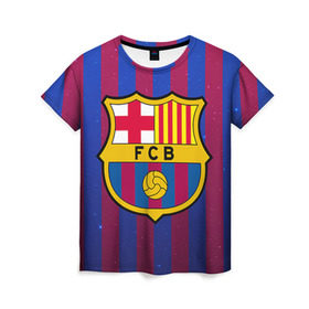 Женская футболка 3D с принтом Барселона , 100% полиэфир ( синтетическое хлопкоподобное полотно) | прямой крой, круглый вырез горловины, длина до линии бедер | barcelona | барса | барселона | спорт | фк | футбол