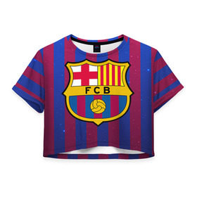Женская футболка 3D укороченная с принтом Барселона , 100% полиэстер | круглая горловина, длина футболки до линии талии, рукава с отворотами | barcelona | барса | барселона | спорт | фк | футбол
