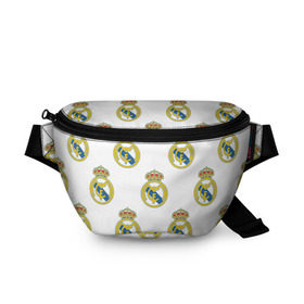 Поясная сумка 3D с принтом Real Madrid , 100% полиэстер | плотная ткань, ремень с регулируемой длиной, внутри несколько карманов для мелочей, основное отделение и карман с обратной стороны сумки застегиваются на молнию | Тематика изображения на принте: real madrid | реал мадрид | спорт | фк | футбол