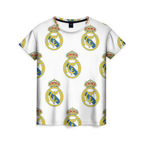 Женская футболка 3D с принтом Real Madrid , 100% полиэфир ( синтетическое хлопкоподобное полотно) | прямой крой, круглый вырез горловины, длина до линии бедер | real madrid | реал мадрид | спорт | фк | футбол