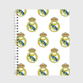 Тетрадь с принтом Real Madrid , 100% бумага | 48 листов, плотность листов — 60 г/м2, плотность картонной обложки — 250 г/м2. Листы скреплены сбоку удобной пружинной спиралью. Уголки страниц и обложки скругленные. Цвет линий — светло-серый
 | real madrid | реал мадрид | спорт | фк | футбол
