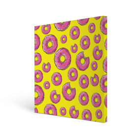 Холст квадратный с принтом Пончики , 100% ПВХ |  | donut | simpsons | паттерн | пончик